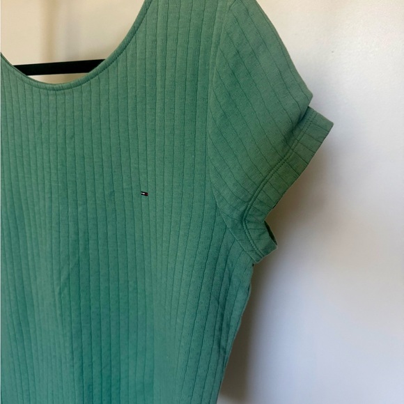 Y2K Tommy Hilfiger Women's L Green Short Sleeve Tee cotton - Picture 2 of 5